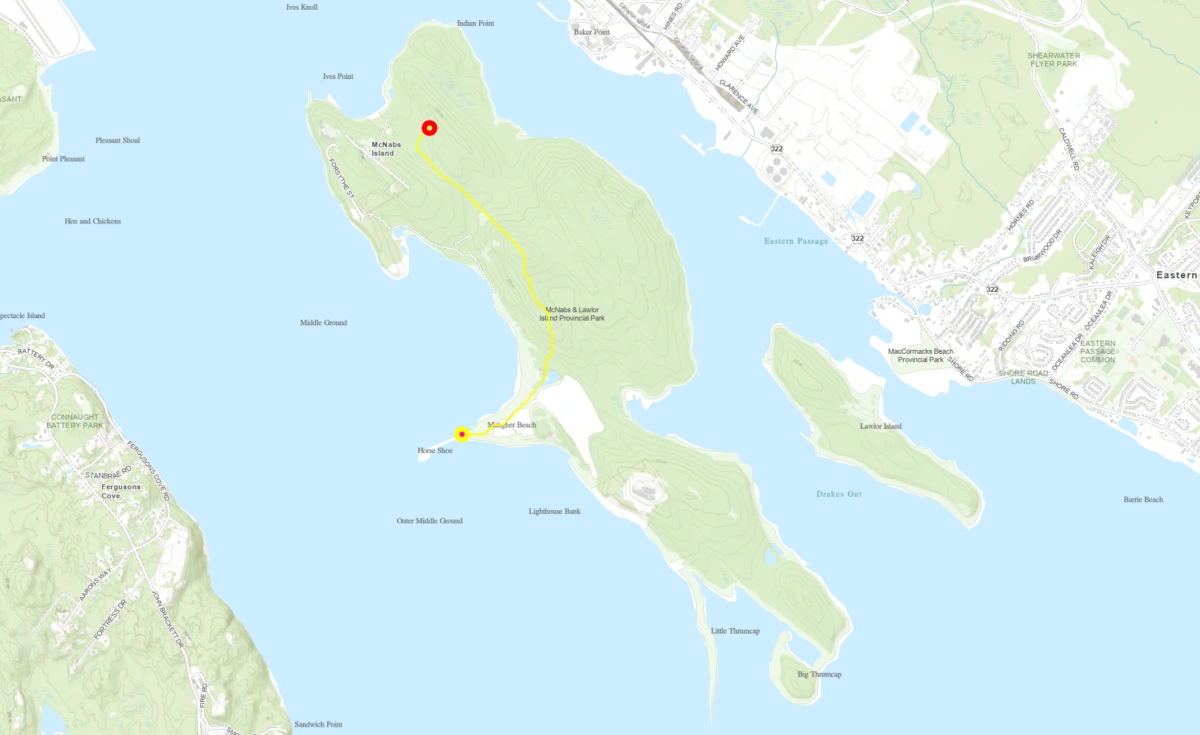 Final vector road path connecting start and stop points